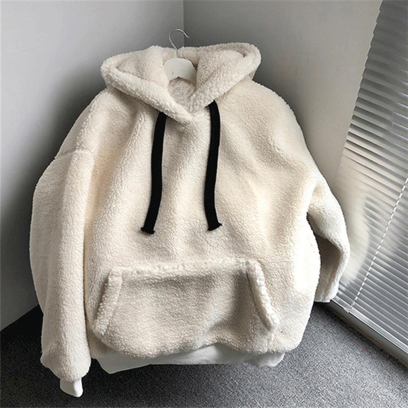 Ranberone Vrouwen Warm Fleece Hoody Herfst Winter Kleding Pluche Warme Pluizige Double Hoodies Trui Losse Sportkleding: Xxl / white