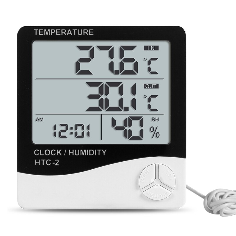 Junejour Digital Hygrometer Thermometer LCD Electronic Outdoor Indoor Room Temperature Humidity Monitor Alarm Clock: HTC 2