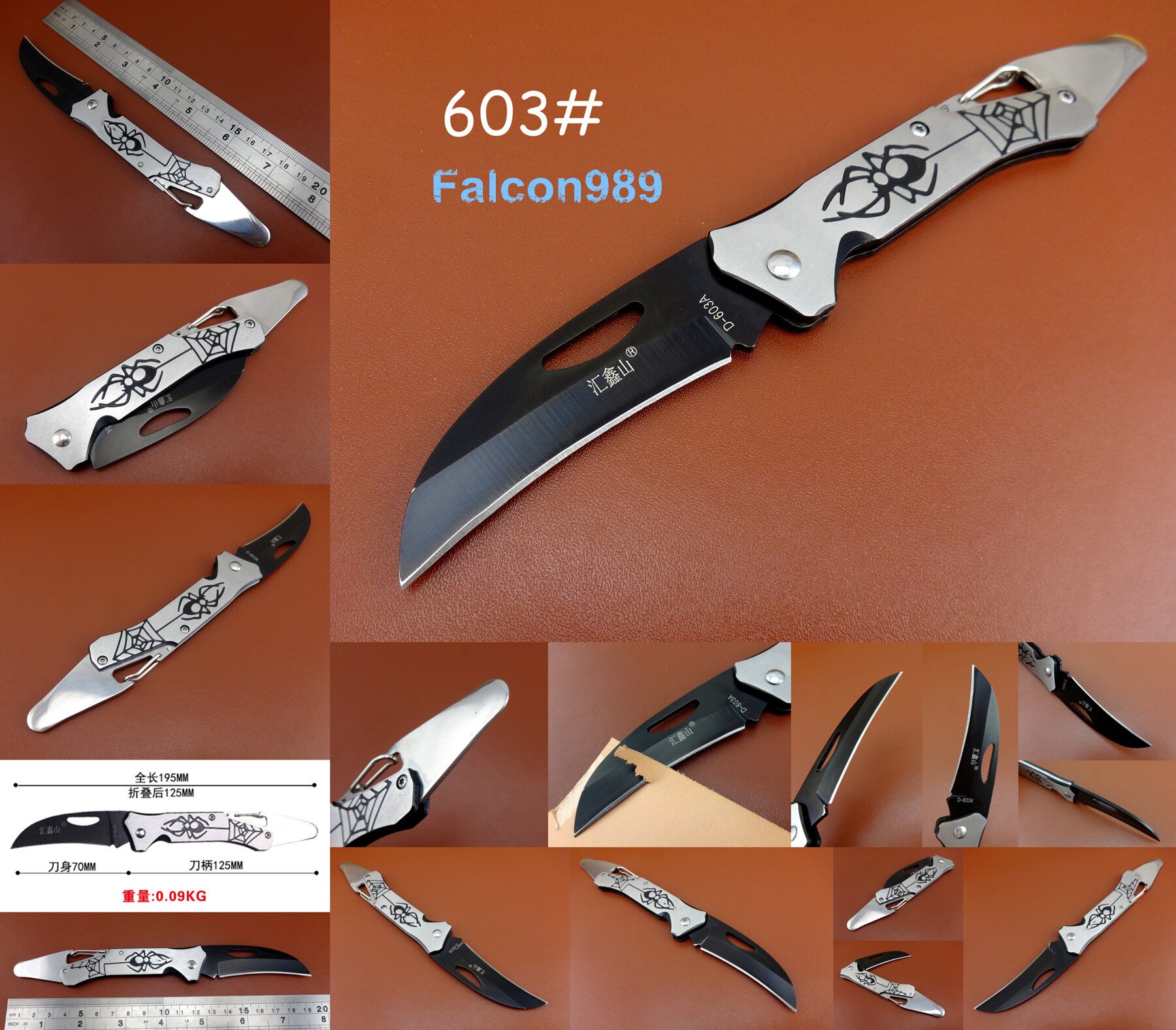 8kinds Leather Craft Skiving Carve Cut Cutter Knife Crease Polishing Shaping 2in1 Tool - Punch Chisel Pricking Iron Needle Edger