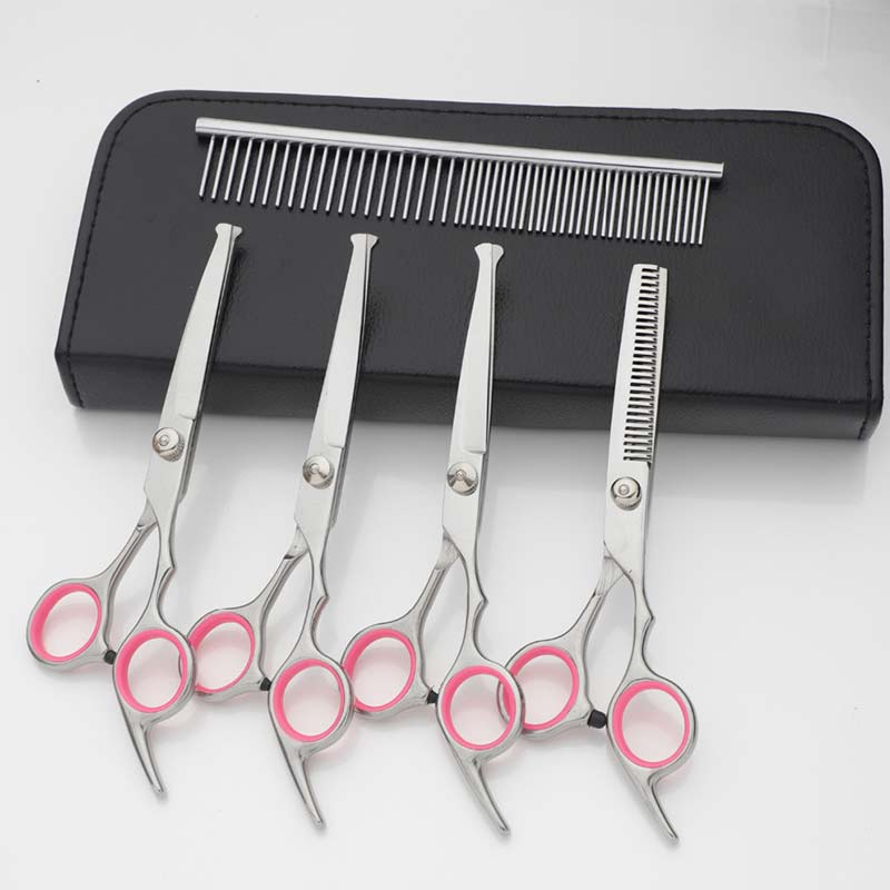 Stainless steel pet grooming scissors with up and down curved scissors with sharp scissors scissors set of pet tools