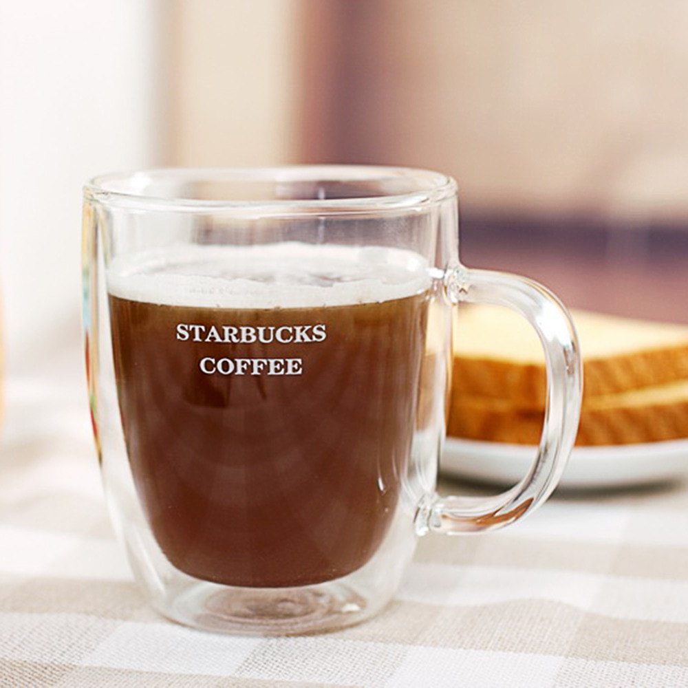 350ml Heat-resistant Mugs Handmade Healthy Coffee Mugs Double Wall Cups Glass Mugs Thermal Insulated with Glass Lid