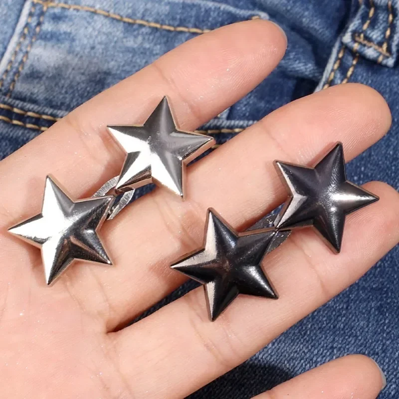 Juego de broches de estrella de aleación con hebilla para apretar la cintura, Clip, botón a presión ajustable, botones vaqueros, accesorios de ropa desmontables, 1/8