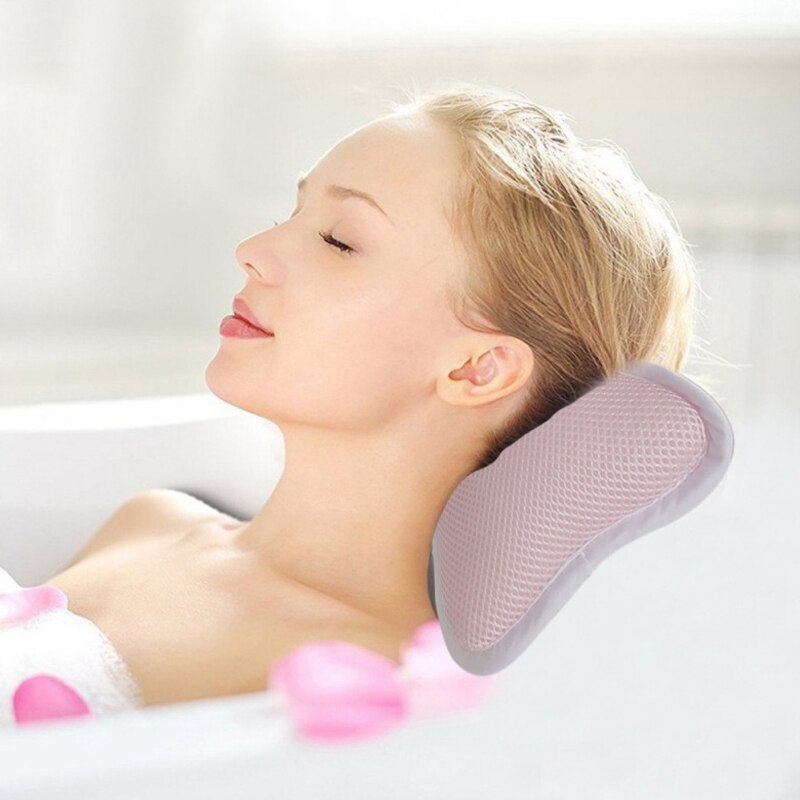 Best 3D Mesh Spa Bathtub Headrest Pillow with Suction Cups Non-Slip Cushion Bath Tub Spa Pillow for Neck Back Bathroom