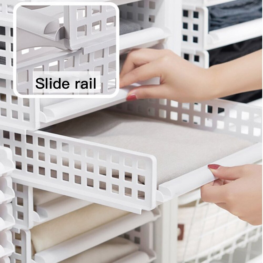 Wardrobe Multi-Layer Clothes Storage Box Drawer Home Plastic Storage Basket Separated Wardrobe Storage Box Rack Folding Drawer
