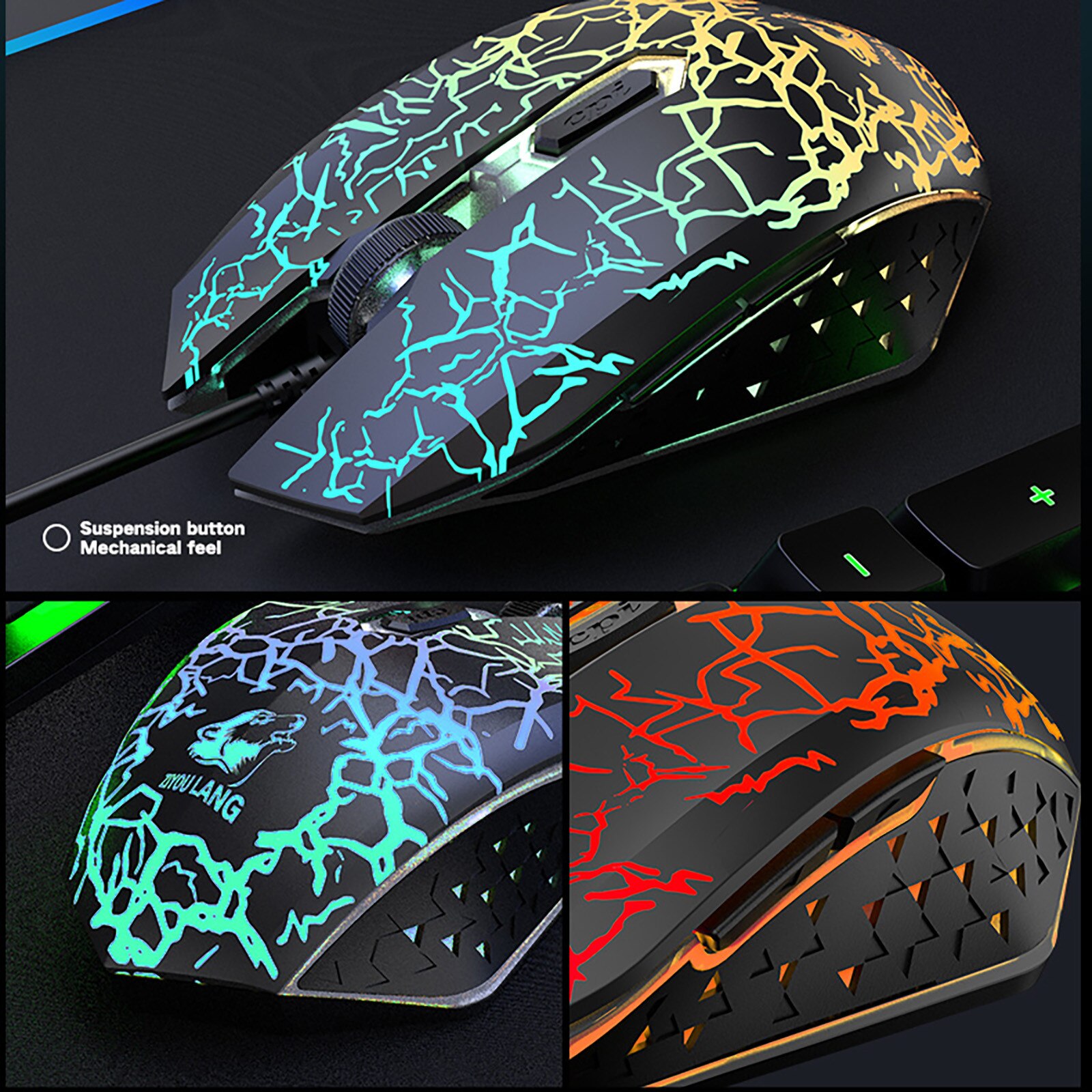 Keyboard Mouse T13 Rainbow Backlight Usb Ergonomic Gaming Keyboard Mouse Set For Pc Laptop Juego de teclado y mouse alemán