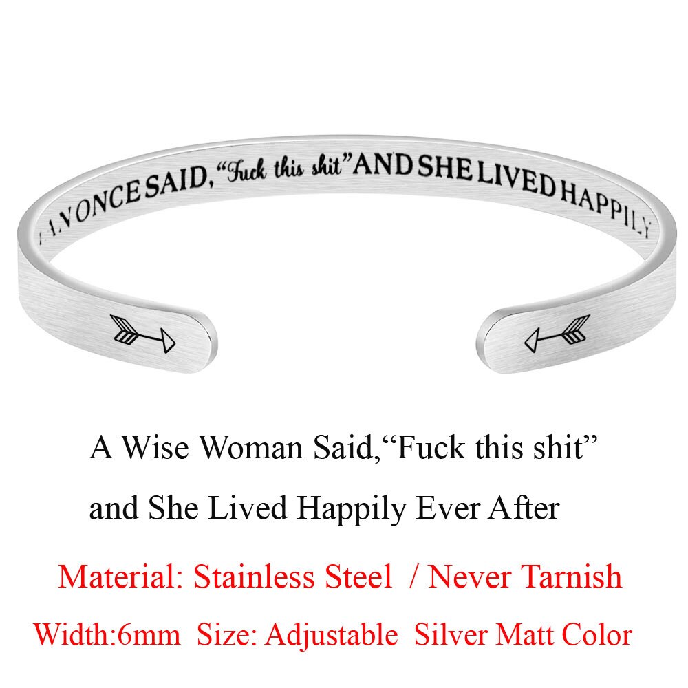 Brazalete de acero inoxidable para mujer, pulsera inspiradora, joyería: LS015