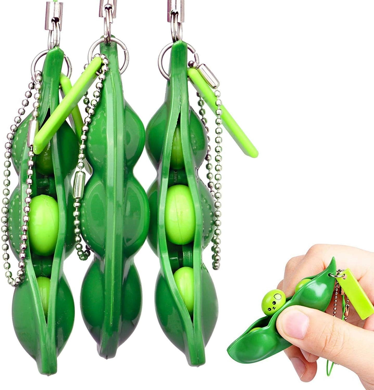 1-5 stk bønne fidget legetøj stress lindring fidget bønner ærter squishy legetøj nøglering enkel dimple pop boble антистресс: 3pc