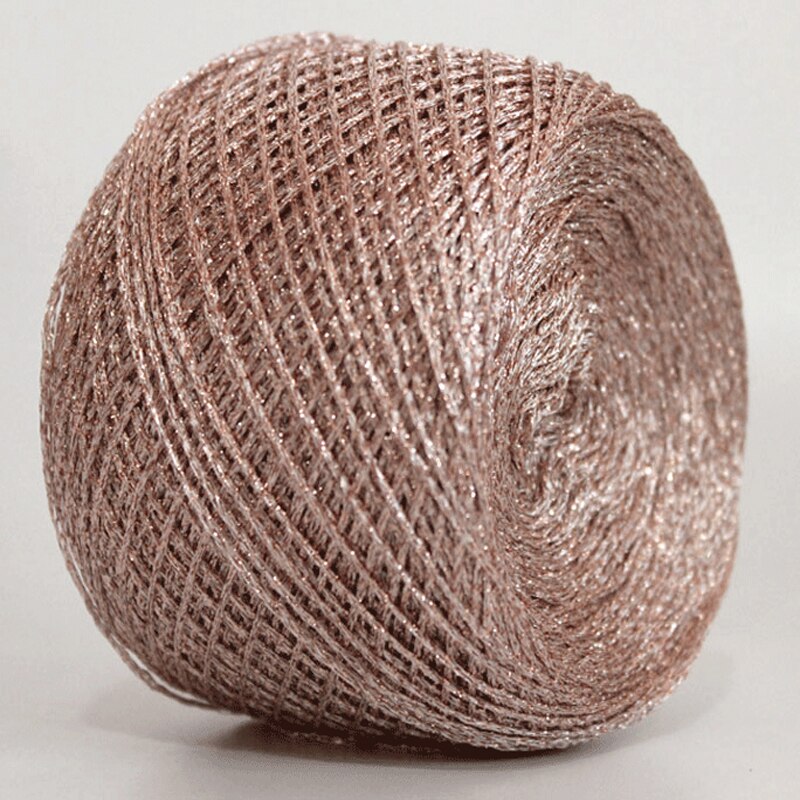 Hilo de seda de algodón metalizado para tejer a mano, madeja de hilo de ganchillo suave y hermoso brillo dorado y plateado, novedad, 250g, Z3919: 3