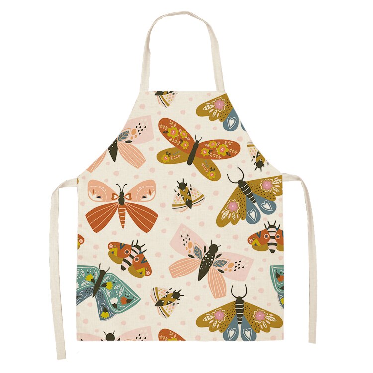 1pc Butterfly fartuch bez rękawów bawełniana pościel nadruk w kwiaty kuchnia fartuszek kobiety domowe gotowanie pieczenia talia Bib 53*65cm: WQL0147-25
