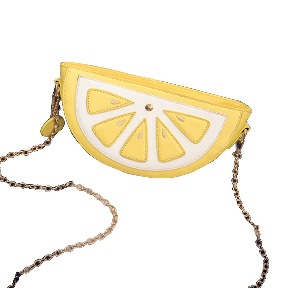 Zomer Vrouwelijke Tas Pu Lederen Vrouwen Tas Leuke Fruit Pakket Keten Schoudertas Messenger Bag Orange Watermeloen Aardbei Tas #30: Yellow