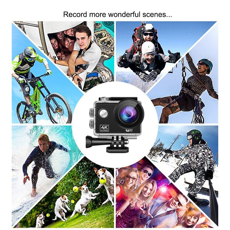 Aktion Kamera 4K/60FPS WIFI 24MP Ultra HD Mini Helm Nocken mit 2,0 Zoll IPS Sn WiFi Wasserdicht Sport Kamera