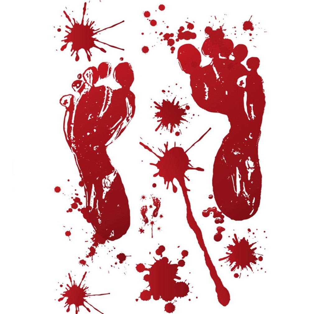 Waterdichte Horror Bloed Handafdruk Halloween Muurstickers Vensterglas Floor Achtergrond Decoratie Verwijderbare Sticker