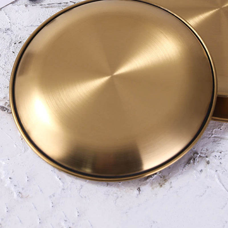 4 stücke Weihnachten Geschirr Gold überzogene Runde Gerichte Rabatt Nachtisch Obst Platte edelstahl Geschirr Salat Brot Snack Utensil