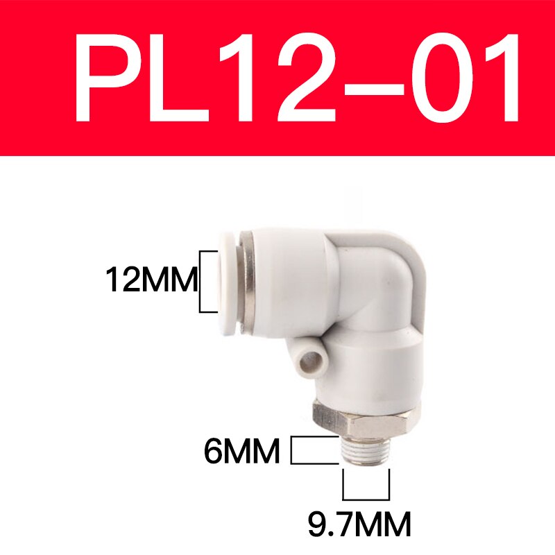 APL solenoid valve accessories PL4 6 8 10mm and miniature solenoid valve connector elbow connector white pneumatic connector: PL12-01