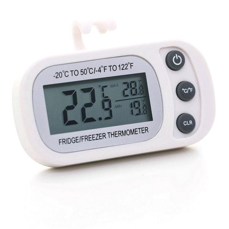 LCD Digital Thermometer Precision Fridge Freezer With Adjustable Stand Large Screen -20-50 Waterproof Refrigerator Thermometer: WHITE