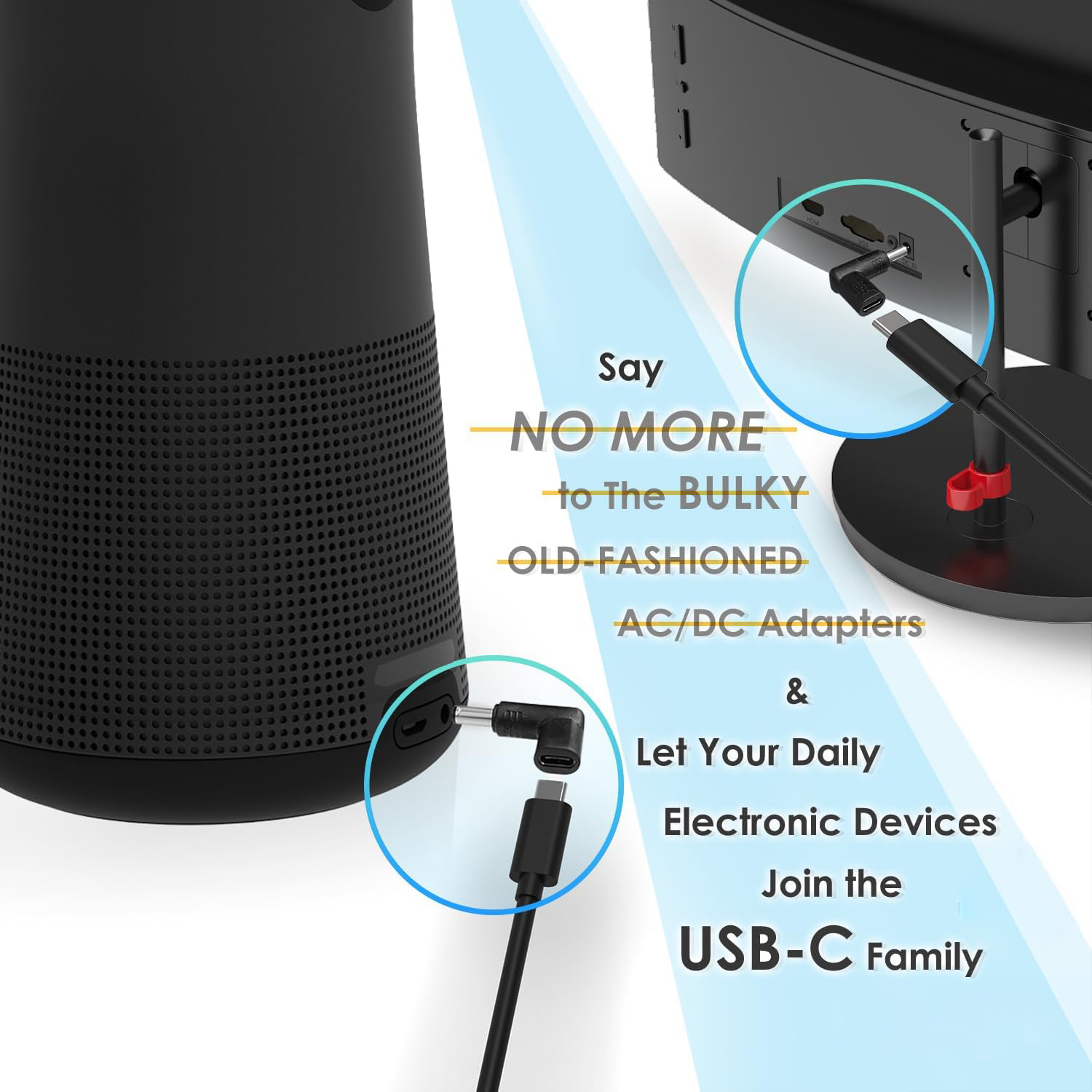 90-stopniowy kątowy adapter ładowania USB C do DC 5 V PD do laptopa, routera, zasilacza mobilnego Złącze ładowarki