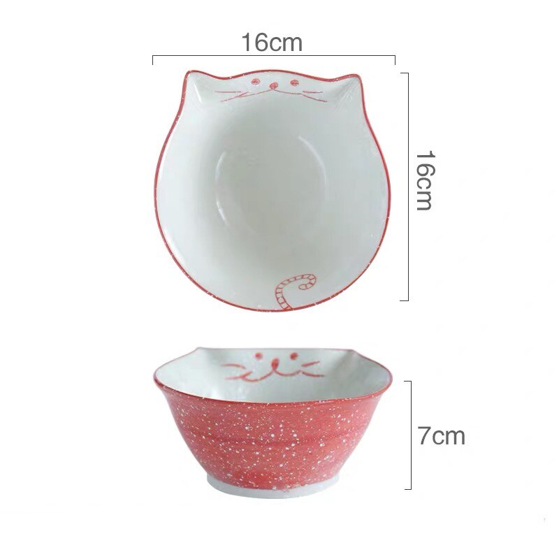 Japansk tecknad söt katt keramik soppskål handmålad porslin ris nudelskål middag dessert biff sallad tallrik servis: 6.25 tums skål a
