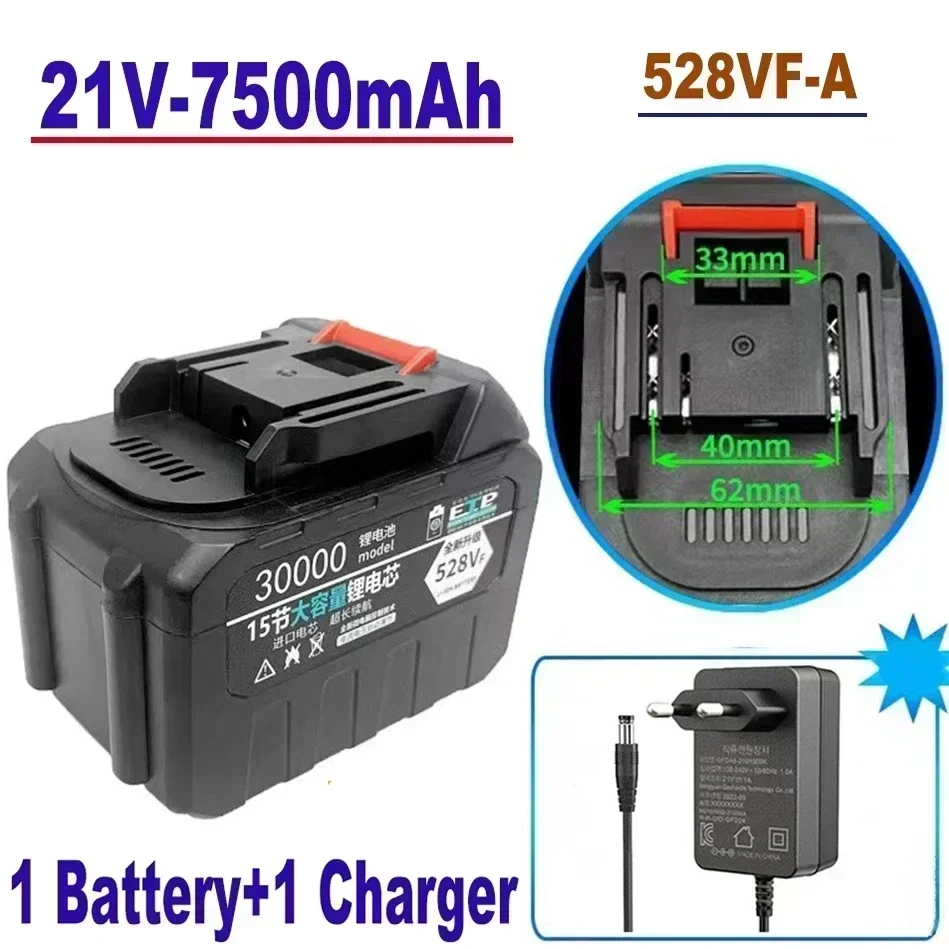 100 % neuer 21-V-Lithium-Ionen-Akku für Elektrowerkzeuge, 228 VF, 328 VF, 528 VF-A, 528 VF-B, EU-Stecker: other