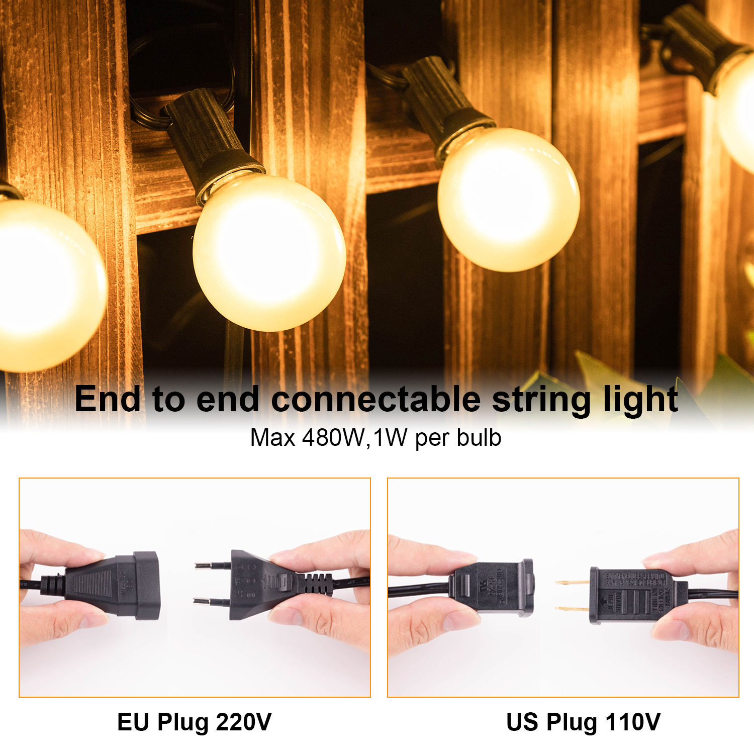 65ft Fee Outdoor Lichterketten g40 LED gefrostete weiße Glühbirnen dimmbar anschließ bar wasserdicht Garten Dekor Girlande leichte Kette