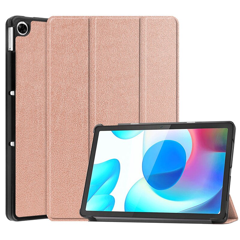 Voor Realme Pad 10.4 Inch Tri-Vouwen Hard Pc Stand Cover Voor Funda Realme Pad cover Case Tablet: Rose Gold