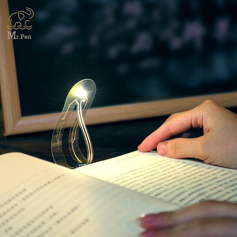 Mini bogmærke med lampe led lys til læsebog bogmærke læselampe bærbar lille natlys lærere