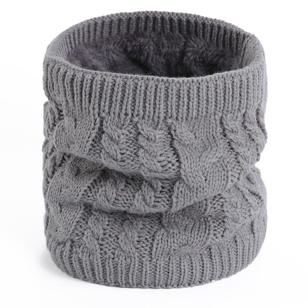 Vinterscarf för kvinnor twist ring scarf herr/kvinnor varm halsduk plus sammet tjock stickad haklappsbomull för att skydda halshaklappen: Grå