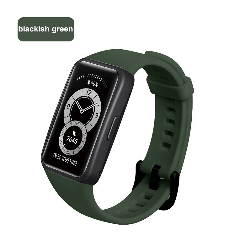 Band Voor Huawei Horloge Band 6 Voor Huawei Smart Horloge Armband 6 Band Met Tpu Zachte Beschermhoes Full Screen protector Case: Dark green Strap