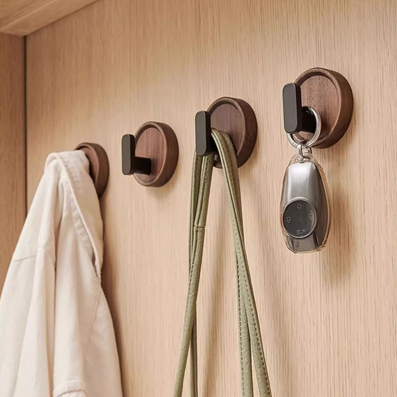 Walnoothout muurhaak Ponsvrije badkamerjas Jas Handdoeken Sleutelhangerhouder Ophanghaak Keukenorganisator Hardware-accessoires