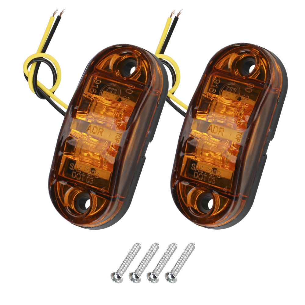 Lámpara de señalización lateral para remolque, camión, caravana, luces de advertencia LED, marcador lateral, rojo, amarillo, blanco, 12V- 24V: YELLOW