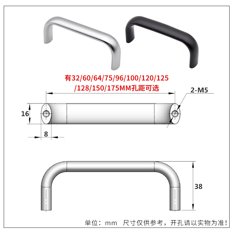 1pc 32mm-175mm ovale skabsgreb møbelbeslag køkkendørgreb skabsgreb garderobe skuffegreb aluminiumslegering