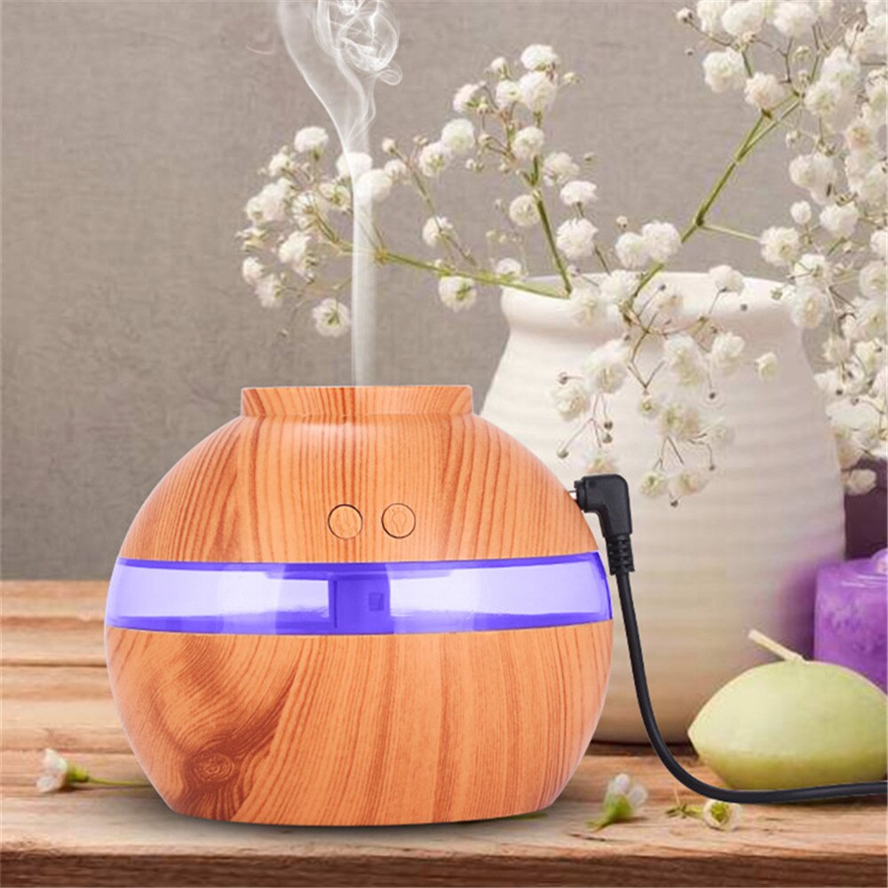 40# 300ml Air Aroma Essential Oil Diffuser Led Ultrasonic Aroma Aromatherapy Humidifier Wood Grain Humidifiers Aroma Diffuser
