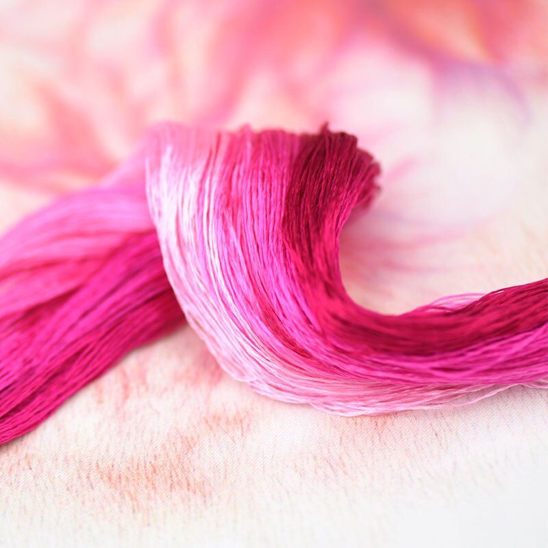 Hilo de seda para bordar, 100% seda, bordado a mano, punto de cruz, serie rosa, 8 colores degradados