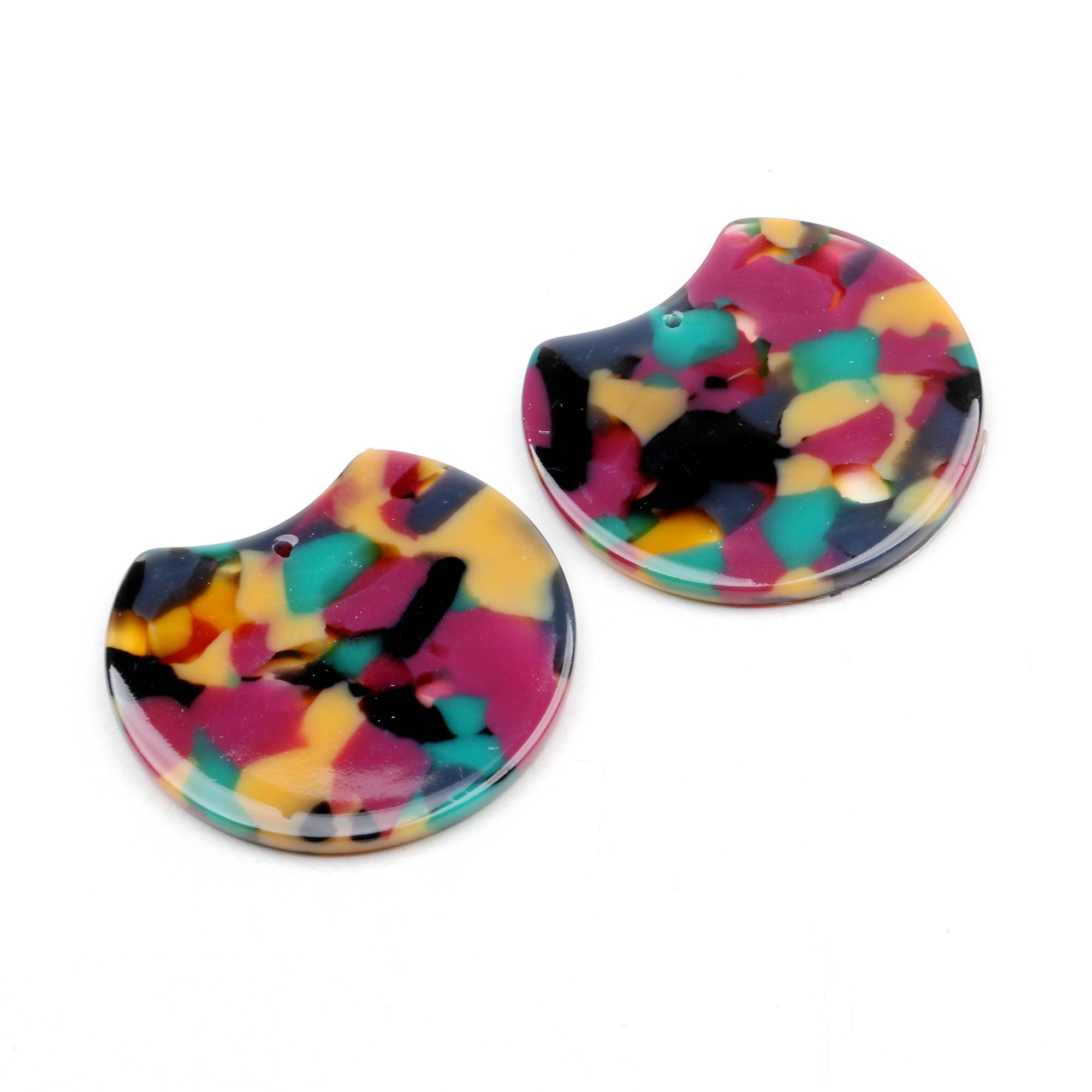 Tortoise Shell Earring Charm,Acetate Acrylic Beads,Special Round Shaped Pendants,Boho,Circle Cutout Earrings Parts,36mm-ACE182: Blue Zinc Plated
