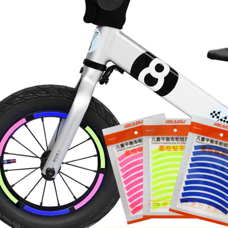 10 uds, pegatinas reflectantes para rueda de bicicleta, 9x0,8 cm, bicicleta de equilibrio para niños, motocicleta eléctrica, pegatina reflectante para rueda, Conducción Segura