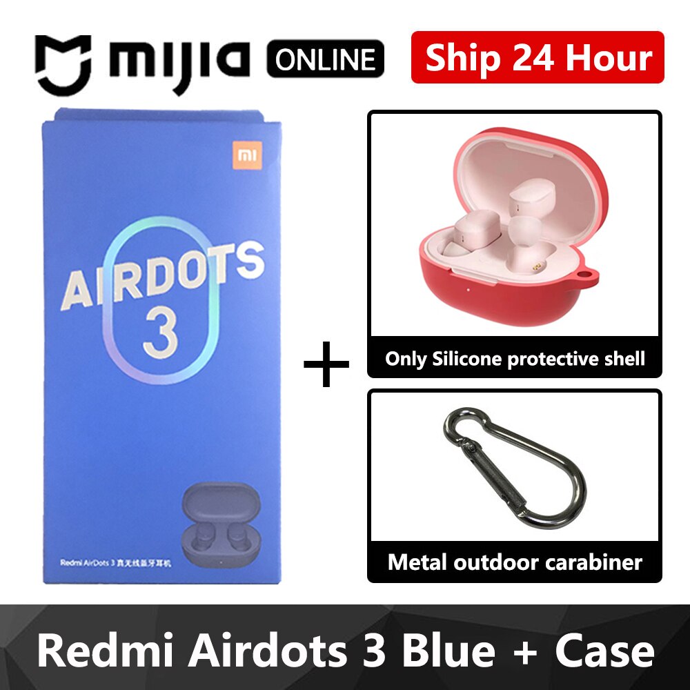 Xiaomi Redmi AirDots 3 Wireless Bluetooth 5,2 Schnelle Lade Kopfhörer Stereo Bass Mit Mic Freisprecheinrichtung Mi Earbuds Für iPhone: Blue add red