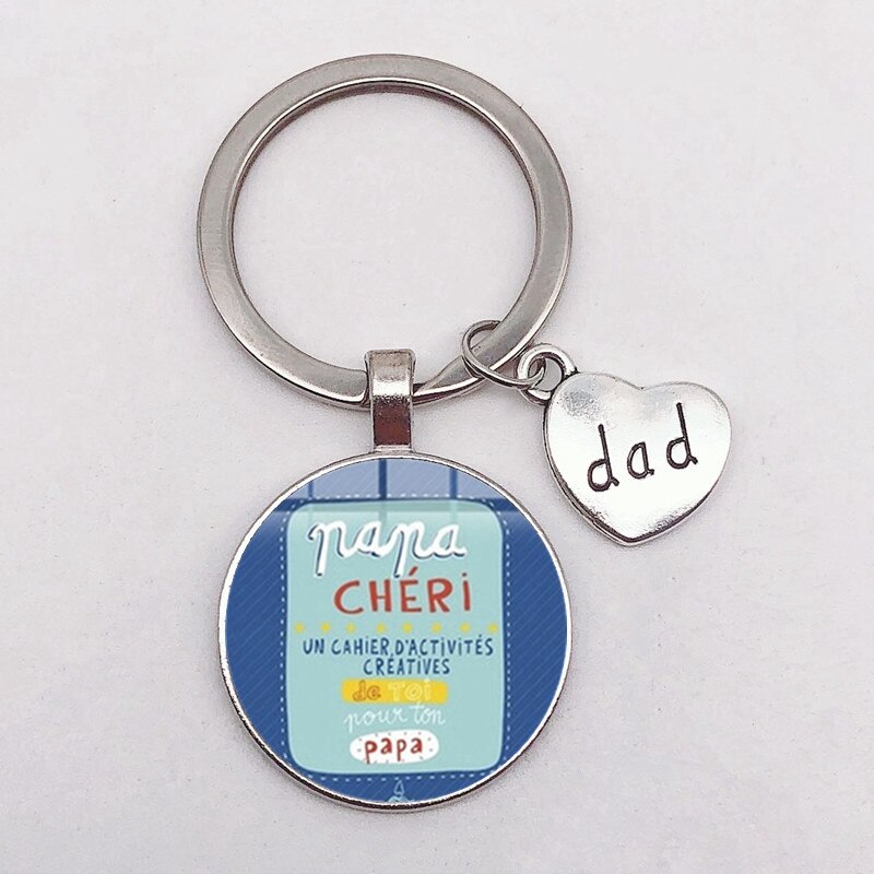 Jeg elsker pappa nøkkelring pappa er en superhelt anheng glass nøkkelring farsdag beste: Blå