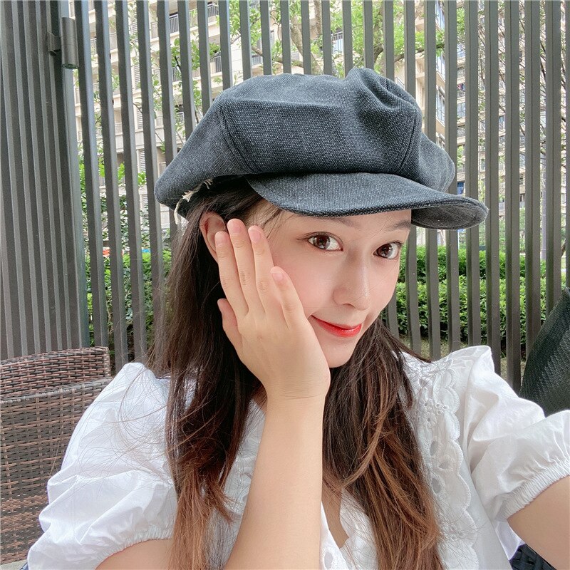 Spring Painter Hat Female Japanese Lady Cloud Hat Beret Autumn Retro Cotton Linen Newsboy Hat Octagonal Hat
