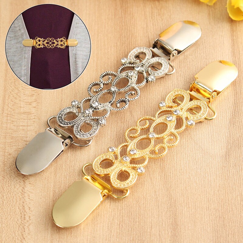 1Pc Retro Vest Clip Cape Shawl Shirt Trui Kraag Eend Clip Parel Steentjes Blouse Gesp Kleding Decoratie Broche Pin