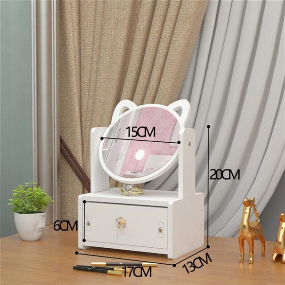 Makeup Mirror Dressing Table Mirror with Drawer Multi-Function Beauty Makeup Mirror Cosmetic Organize Storage Desk Mirror