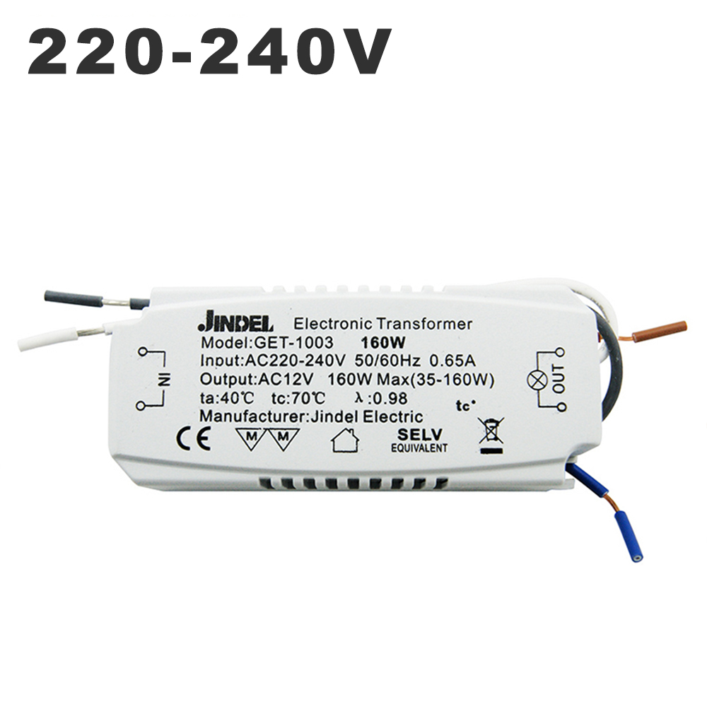 AC 220V To AC 12V Electronic Transformer 60W 105W 120W 160w CE Lighting Transformers For G4 Crystal Lamp Halogen Light Bead