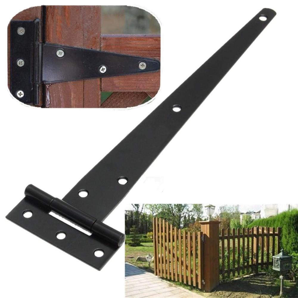 2Pcs Black Silver Paint T Shape Cabinet Shed Wooden Door Gate For Hinges Hardware 2/3/4/5inch