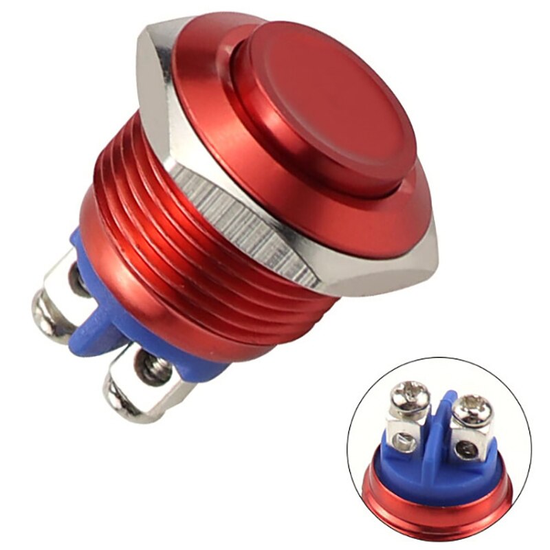 16mm ip67 metal-trykknap-afbryder vandtæt selv-nulstilling øjeblikkelig låsning låsning ingen høj / flad / øjeblikkelig rund form: Rød
