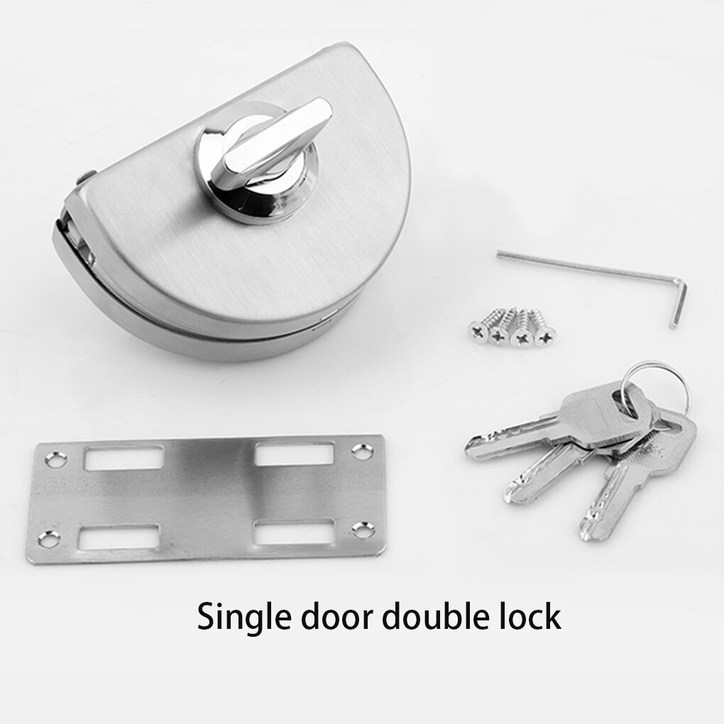 Glass Door Lock Stainless Steel Central Lock Free Punch Double Bolt Push-Pull Frameless Glass Door Lock Hardware Accessories