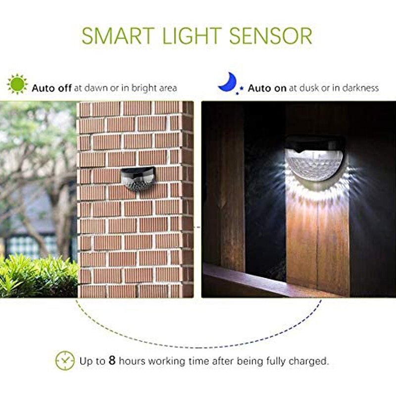 Solar Verlichting Outdoor Led Tuin Decoratieve Verlichting Waterdichte Draadloze Zonne-verlichting Voor Stappen/Hek/Oprit 8 Pcs