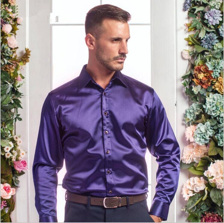 Heren Shirts Big Size Mannen Zeer Goede Lange Mouw Fluwelen Zijde Shirt Herfst Winter Mannen Warm Cultiveren Iemands moraal Shirt