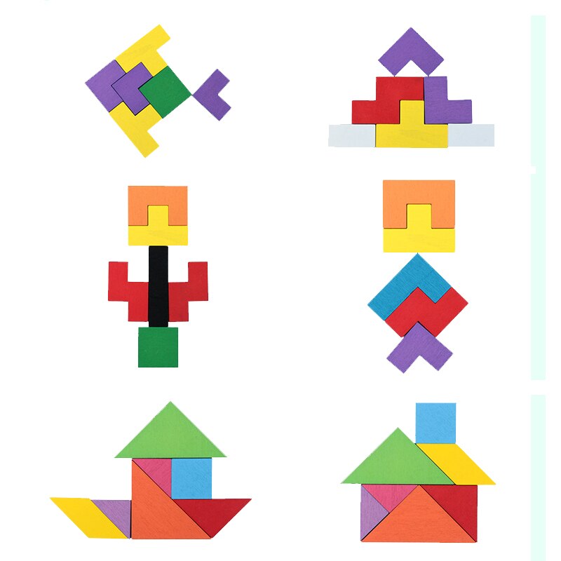 3 em 1 3d quebra-cabeça tangram de madeira crianças pré-escola magination brinquedos de matemática educacional intelectual jogo bloacks para crianças