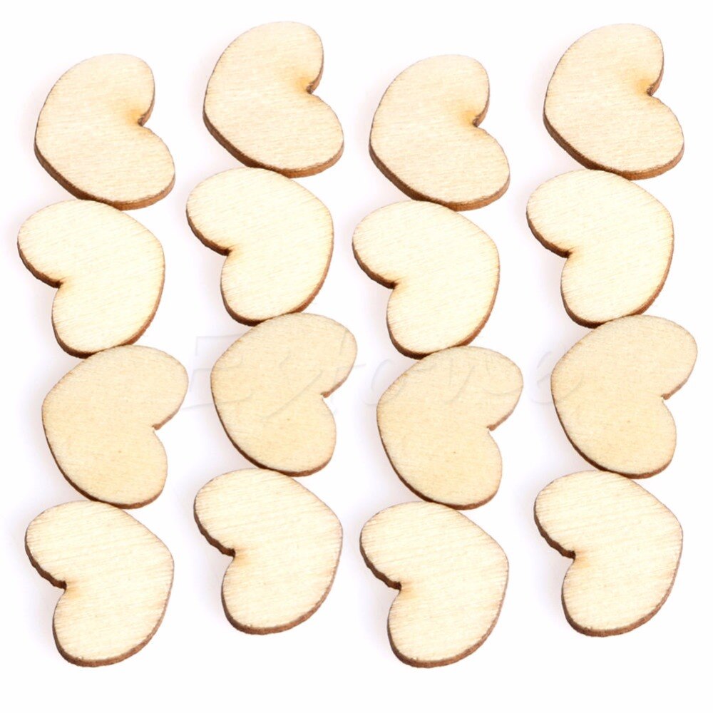 100 Pcs Mini Houten Hart Schilderen Craft Versiering Kaartmaken Scrapbooking