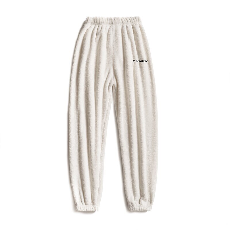 Dame flanell bukser dame & #39 ;s søvn pysjamas høst vinter varm hjemme wear casual lang bukse pyjamas 6 farger tykke bukser nattøy: Hvit