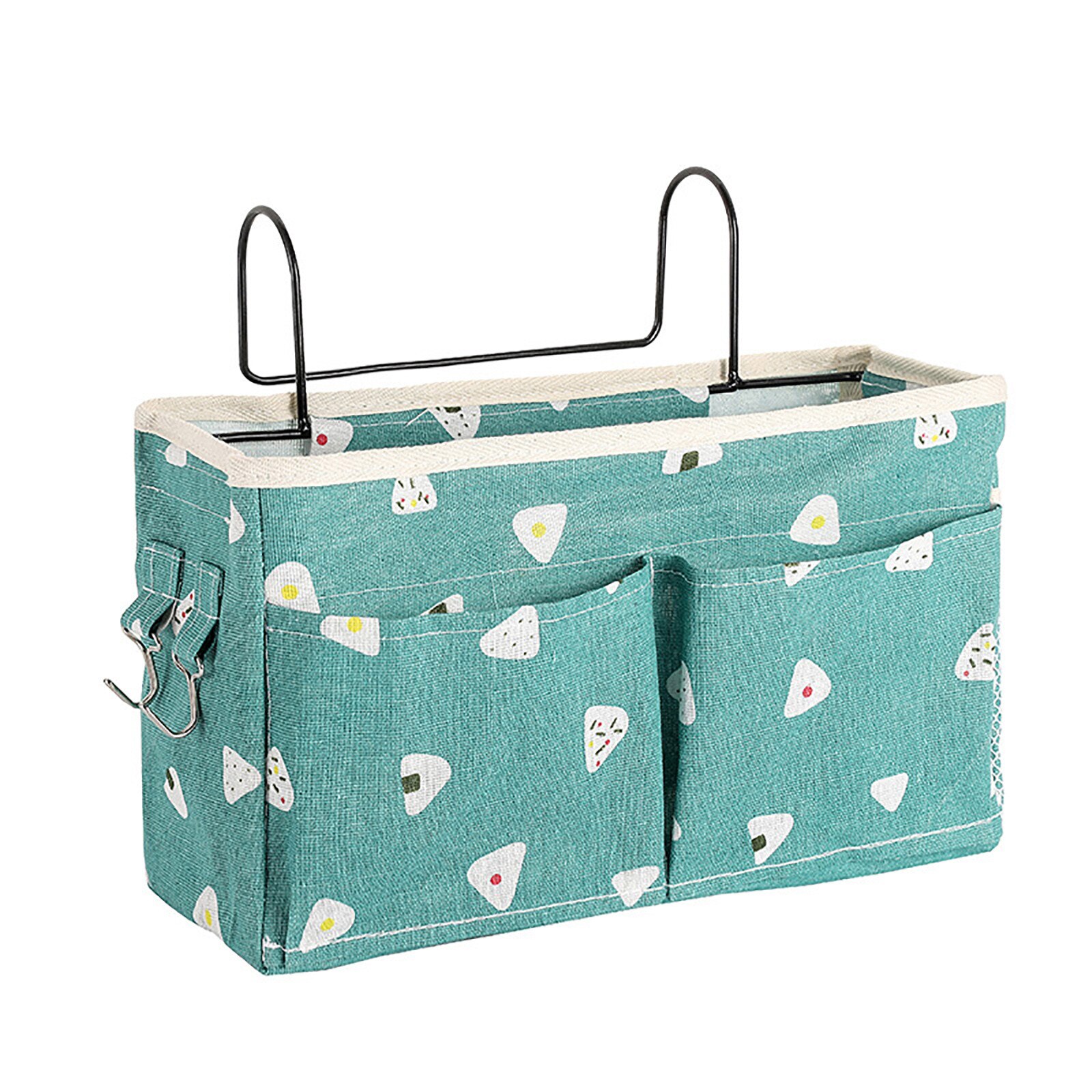 Bed Organizer Couch Hanging Bag Bedside Hanging Bag with Iron hook Fabric Bedside Storage Bag Pockets Gadget Storage Holder Book: A