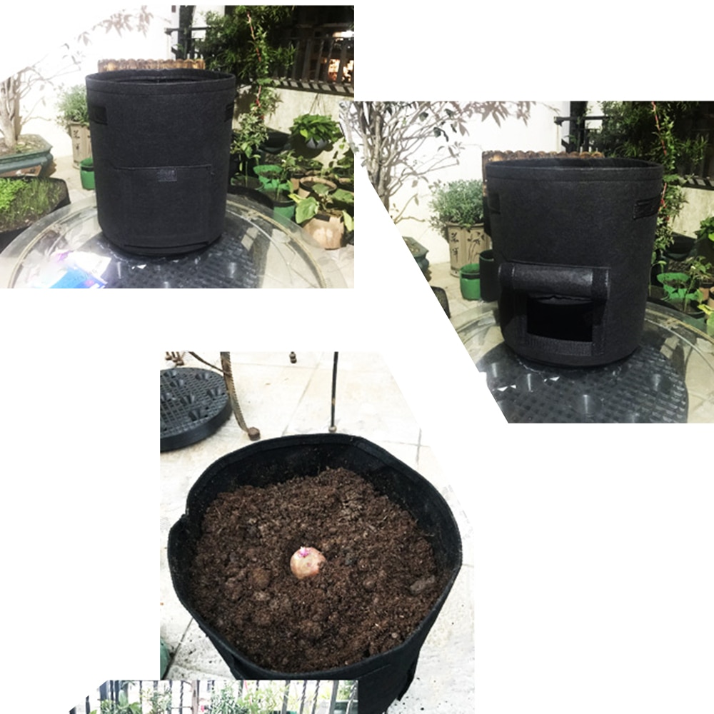 10 Gallons Fabrics Garden Potato Planting Grow Bag with Handles Vegetables Planter Bags for Potato Tomato Vegetable Growing